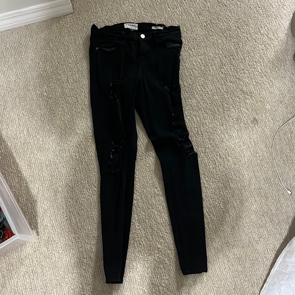 Frame black ripped jeans!
